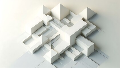 Minimalist White Geometric Background with Layered Triangles and Textured Patterns