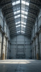 Vast Industrial Space with High Ceiling and Natural Light Filtering