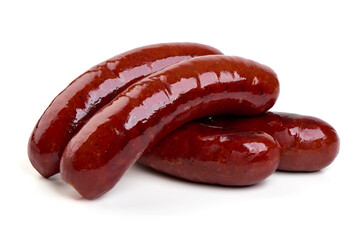 Smoked blood sausages, isolated on white background.