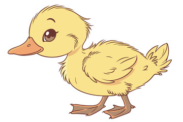 38 Adorable yellow duckling, fluffy down feathers, bright orange beak, tiny webbed feet, soft lighting, white background, high detail, studio photography, realistic texture, charming baby animal, cute