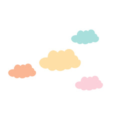 Cute cartoon colorful clouds. Vector illustration.