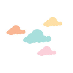 Cute cartoon colorful clouds. Vector illustration.