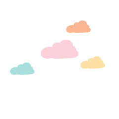 Cute cartoon colorful clouds. Vector illustration.