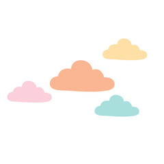 Cute cartoon colorful clouds. Vector illustration.