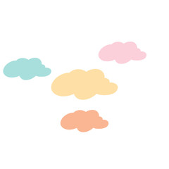 Cute cartoon colorful clouds. Vector illustration.