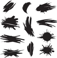 Black brush strock set 