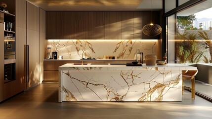 A luxurious kitchen interior design with beautiful furniture 