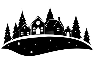 Winter Village Silhouette Icon