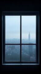 Fototapeta premium Foggy Cityscape from Window.