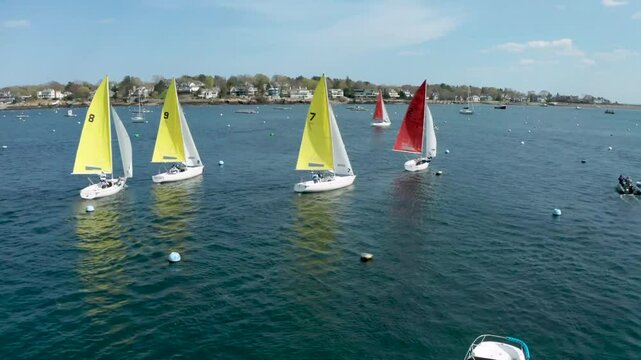 boats on the sea in Marbelhead, MA