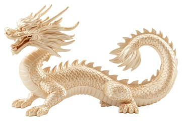 Fototapeta premium PNG Golden dragon decorative sculpture intricate.