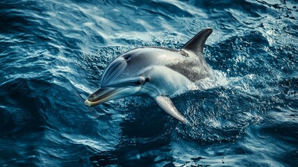 Fototapeta premium Playful Dolphin Swimming in Crystal Clear Ocean Waters
