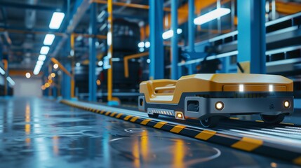 Automated guided vehicle transports in factory