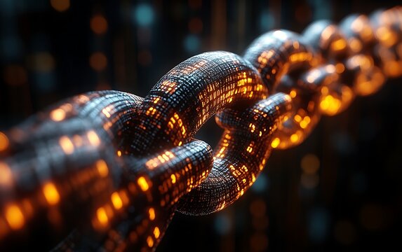 Glowing digital chain link. (1)