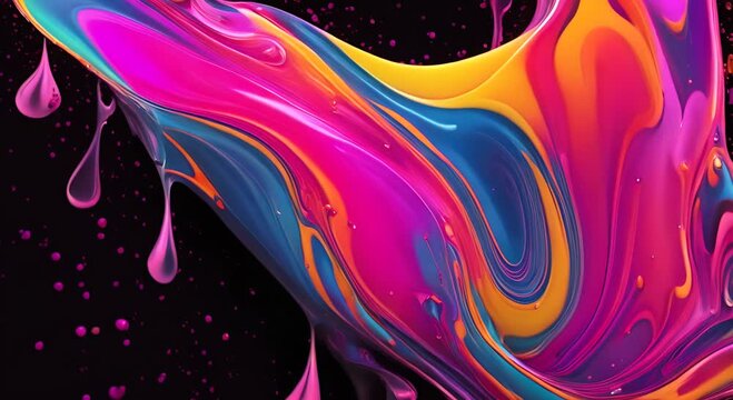 Abstract background colorful liquid pouring isolated on white background super slow motion filmed on high speed cinema camera at 1000 fps 4K