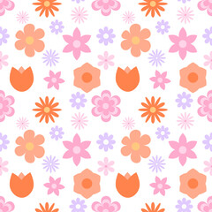 Spring flowers pattern vector illustration