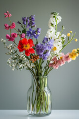 Spring flowers in glass vase
