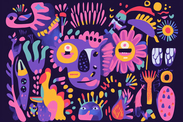 Obraz premium Funny monsters background