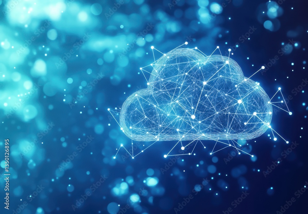 Aufkleber a cloud icon with connections to other clouds, symbolizing the interconnected nature of cloud comput