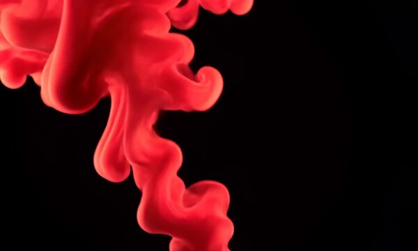 Crimson Ink Cloud Erupting Against a Dark Backdrop Creates an Abstract Swirl and Motion Suitable for Adobe Stock
