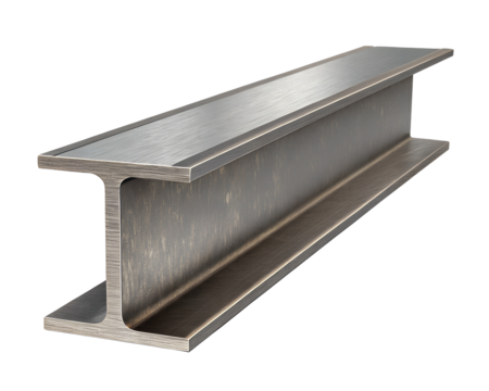 Metal I-Beam on Transparent Background