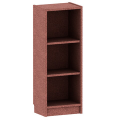 3d render brown small bookshelf with transparent background