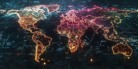 Glowing digital world map. (1)