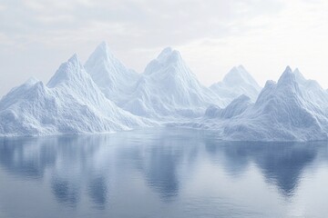 Frozen lake surrounded by snow-capped mountains