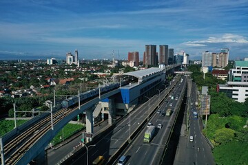 JAKARTA - Indonesia. October 25, 2022: Aerial view of Fatmawati Indomaret MRT Station in the morning