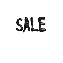 sale word written in black raised letters on white background