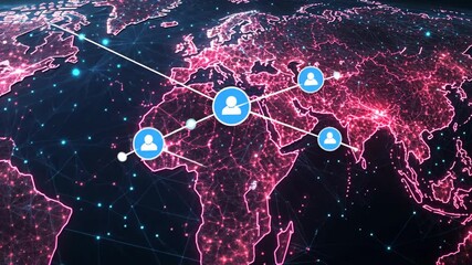 The futuristic cyberspace is designed to seamlessly connect global businessmen and businesswomen, enabling effective collaboration to drive innovation, making impactful changes in various fields