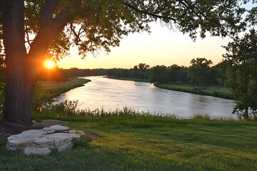 Obraz premium Sunset River Landscape.