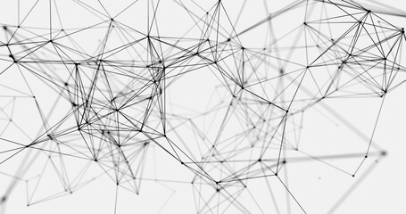 3D rendering. Abstract background with connecting dots and lines. Network connection structure. Plexus weave effect.