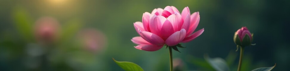 Fototapeta premium Solitary peony in a quiet and serene atmosphere, peonies, gentle, isolated