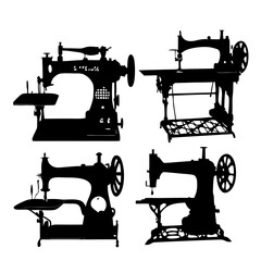 A collection of four antique sewing machines in silhouette style, 