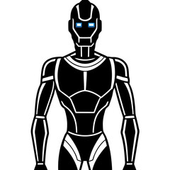 A sleek silhouette of a humanoid AI robot with a futuristic design 