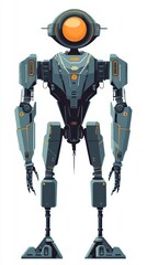 A Futuristic Robotic Figure Standing in a Frontal Pose