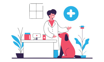 Veterinarian Clinic Isolated Cartoon Vector Illustration, Animal Care Center, Pet Hospital Scene