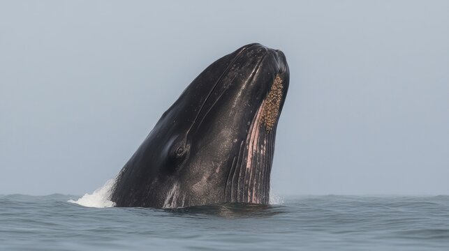 Humpback whale surfacing with a mouthful of krill