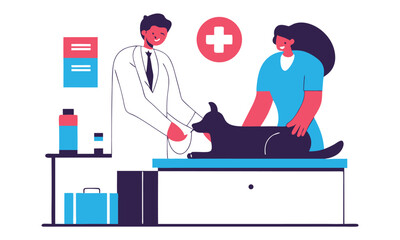 Veterinarian Clinic Isolated Cartoon Vector Illustration, Animal Care Center, Pet Hospital Scene