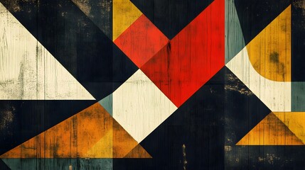 Fototapeta premium Abstract Geometric Art with Bold Colors and Textured Finish