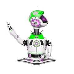 bot robot is floating and calling a bus or a taxi