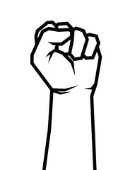 raised punching fist outline stylized geometric illustration vector isolated on transparent background