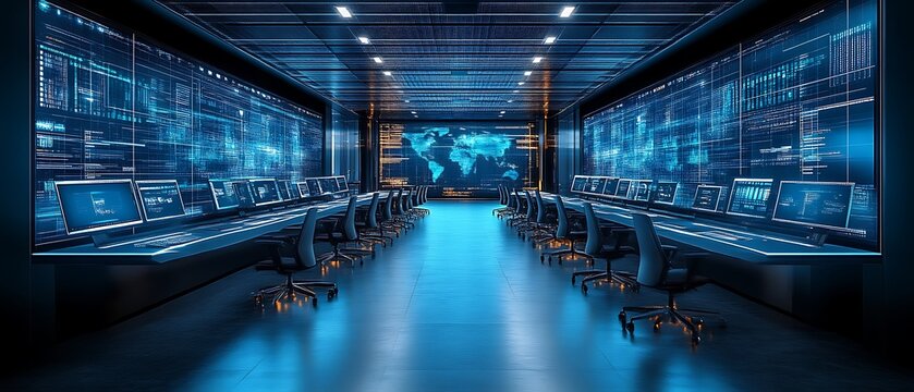Futuristic digital command center.
