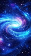 Obraz premium Beautiful blue and purple background with swirling galaxies and stars, vector illustration, mobile phone wallpaper, space poster, science fiction/fantasy game concept art