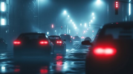 Night City Streets: Cyberpunk-esque Rain-Soaked Cityscape