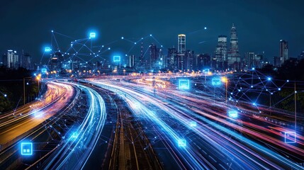 Obraz premium City highway network at night