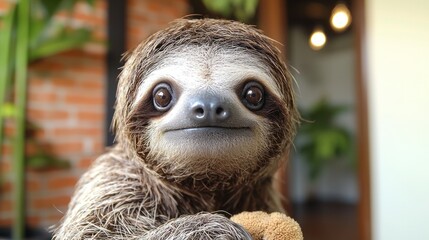 Fototapeta premium Adorable baby sloth close-up