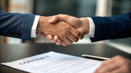 close up handshake signifies successful agreement over contract, showcasing professionalism and collaboration
