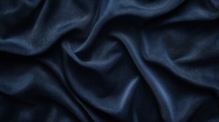 A rich, smooth deep blue silk fabric with elegant folds and a soft sheen. Opulent, sophisticated, and timeless, perfect for luxury branding and textiles.